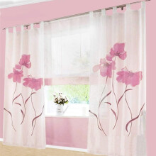 Classic Design Sheer Curtains for Villa, Elegant Floral Pattern Ombre Sheer Voile Window Sheers for Parlor, Orange, 2 Pieces
