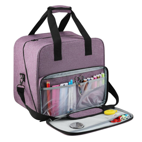 Sewing Machine Bag Nylon Carry Case with Padded Interior, Large Capacity Sewing Machine Storage Tote with Multiple Pockets, Protective Function Univer 1