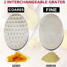 Efficient Cheese Grater, Fine Grater & Coarse Grater, Non-Slip Silicone Base, Stainless Steel Blades, Storage Container, Lifetime Guarantee For