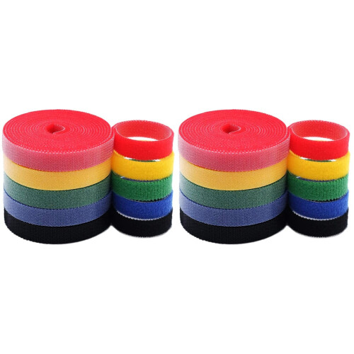 12 Rolls Fastening Cable Tie Reusable Hook And Loop Cable Strap 1