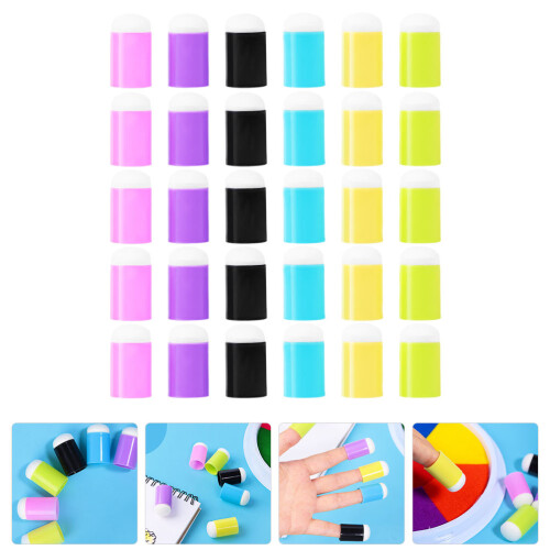 Worgeous 30 Pcs Make Doodle Finger Sponge Dyeing Tools Child 3x1.7cm 2