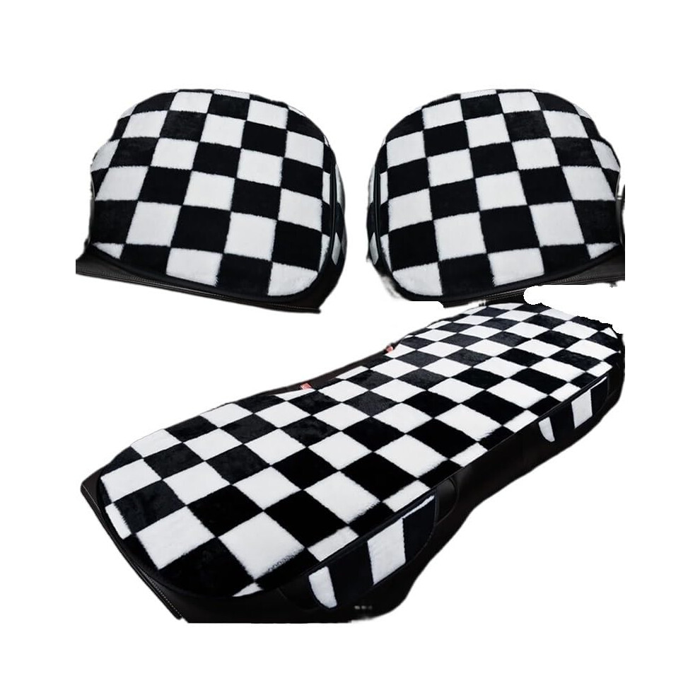 Universal Winter Car Seat Cushion Plush Fluffy Cover Set Front And Rear Mats Auto Protector Color Bottom Seat 9365049083348