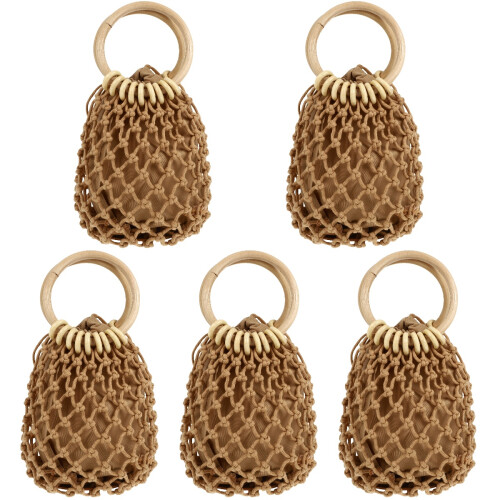 5pcs Woven Bag Rattan Mesh Bag Cotton Thread 1