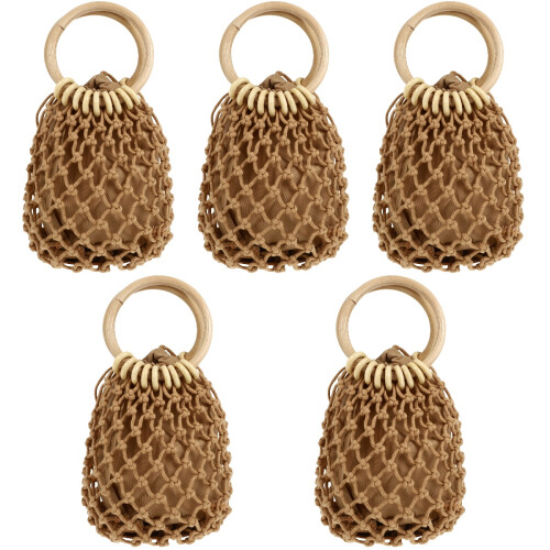 5pcs Woven Bag Rattan Mesh Bag Cotton Thread 2