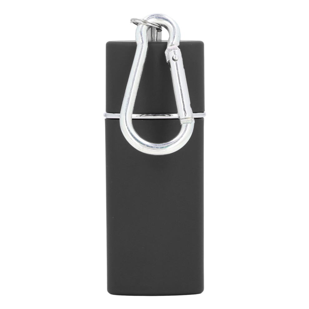 Black Compact Zinc Pocket Ashtray Keychain With Carabiner Clip