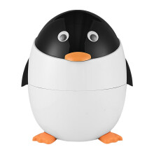 Penguin Trash Can Adorable Animal Waste Bin Compact for Bathroom Kitchen Car Kids Room Black and White