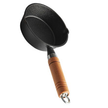Cast Iron Small Frying Pan with Lid, Fast Heat, Induction Hob Compatible, Easy Pour Spout
