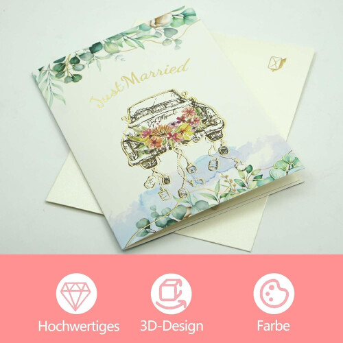 Pop Up Wedding Card, 3D Wedding Invitation Cards Personalised with Envelope 1