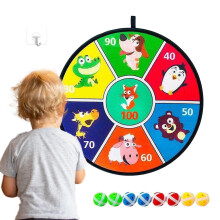 Sticky Ball Dartboard for Kids with 8 Balls, Safe Soft Fabric Indoor Outdoor Dart Game