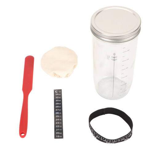24oz Glas-Sauerteigstarter-Kit mit Spatel, Stoffabdeckung & Markern 2