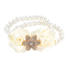 Fiore vintage da mano, elegante corsage da polso, coppia di decorazioni in raso di perle bianco avorio per matrimonio, accessorio da sposa,