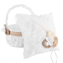 Ring Bearer Pillow Set, White Satin Flower Girl Basket for Vintage Wedding Ceremony, Designed With Care For Your Big Day