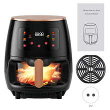 2400W 6 Qt Electric Air Fryer Oven with Visible Window, Black