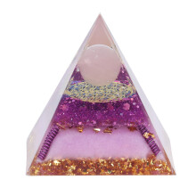 Amethyst Orgone Pyramid For Living Room Decoration, Crown Chakra Balance With Stress Relief, Protection Energy Healing And Positive Energy Generation,
