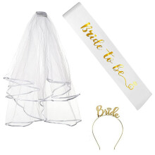 Bachelorette Decor Kits With Bridal Sash Veil Tiara Tattoos Set, Bridal Party Sashes Premium Wedding Accessories For Hen Showers Anniversaries