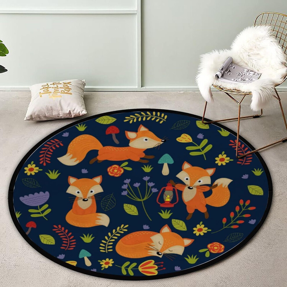 Carpet Rugs Nonslip Washable Children Playmats 60X60cm Rabbit Fox Lion Design Educational Floor Rug For Bedroom Blue