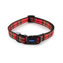 Indulgence Nylon Adjustable Collar Tartan Red 45-70cm Sz 5-9