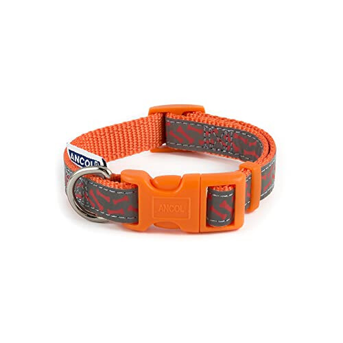 Ancol Fashion Nylon Adjustable Collar Orange Bone 20-30cm Sz1-2 2