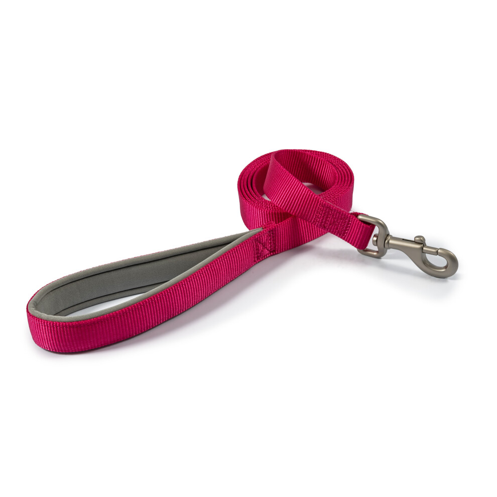 Ancol Heritage Nylon Padded Lead Raspberry 25Mm X1.8m Red