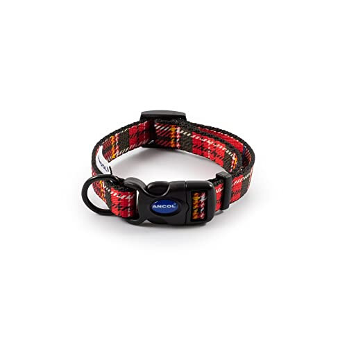 Ancol Indulgence Nylon Adjustable Collar Tartan Red 20-30cm Sz 1-2 2