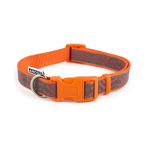 Ancol Fashion Nylon Adjustable Collar Orange Bone 30-50cm Sz2-5 2