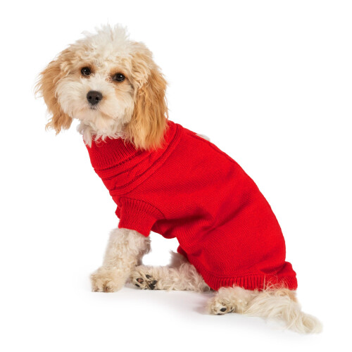 Ancol Muddy Paws Cable Knit Jumper Red 25cm Xsmall