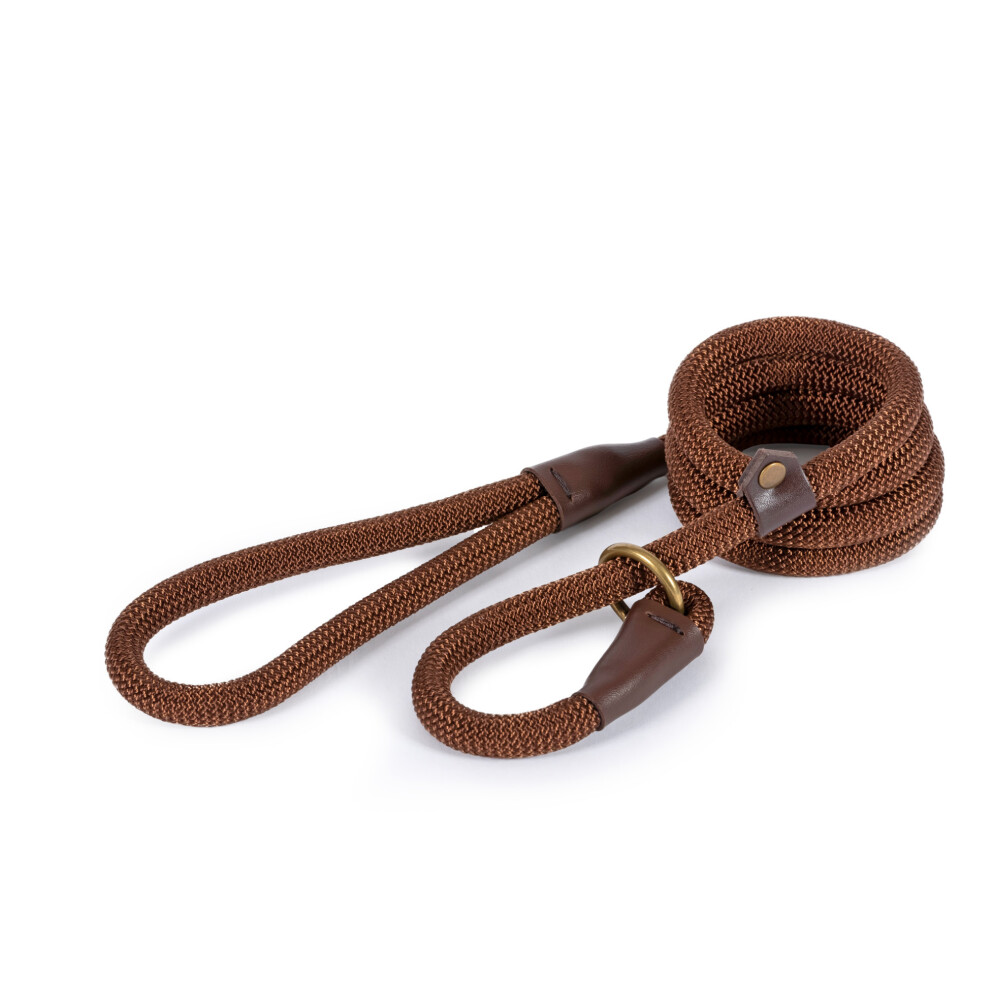 New Ancol Deluxe Nylon Rope Slip Lead, Brown 682100