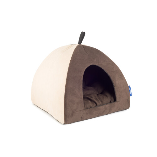 Ancol Sleepy Paws Timberwolf Pyramid Bed Faux Suede