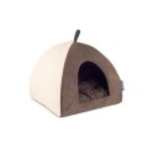 Ancol Sleepy Paws Timberwolf Pyramid Bed Faux Suede 1