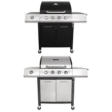 Charles Bentley 5 Burner (4+side) Premium Gas BBQ with Side Burner, Bottle Opener, Thermometer - Stainless Steel