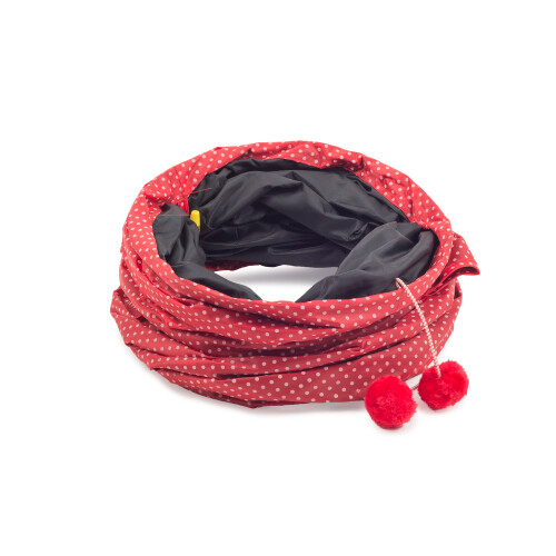 Ancol Acticat Play Tunnel Red Polka Large 1.3m