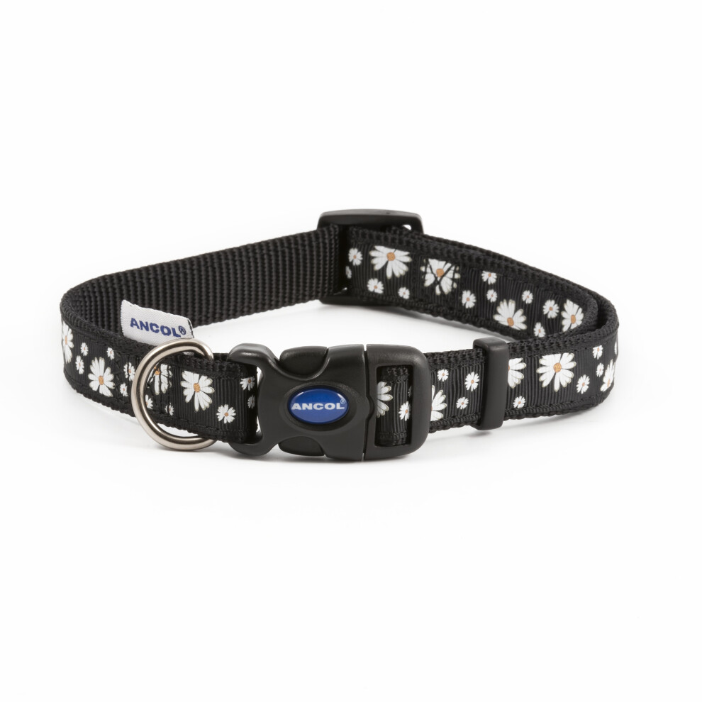 Ancol Fashion Adjustable Nylon Collar Daisy 30-50Cm Black