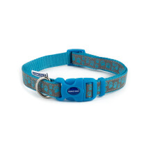 Fashion Nylon Adjustable Collar Blue Paw 20-30cm Sz1-2