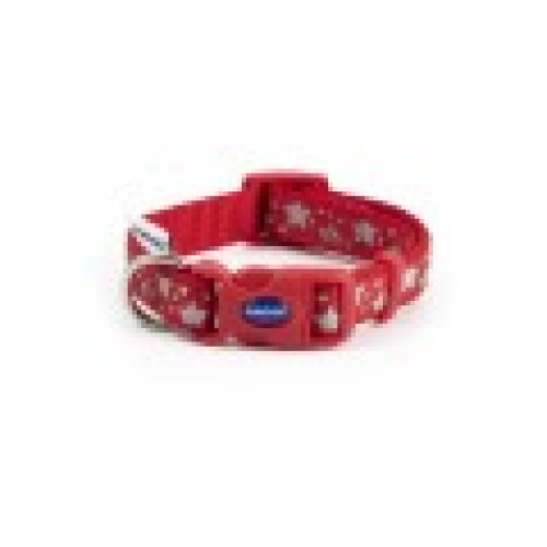 Ancol Indulgence Nylon Adjustable Collar Paw N Bone Red 20-30cm Sz 1-2 2