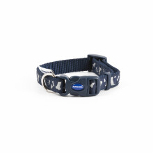 Indulgence Nylon Adjustable Collar Paw N Bone Blue 20-30cm Sz 1-2