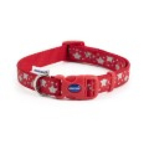 Ancol Indulgence Nylon Adjustable Collar Paw N Bone Red 30-50cm Sz 2-5 1