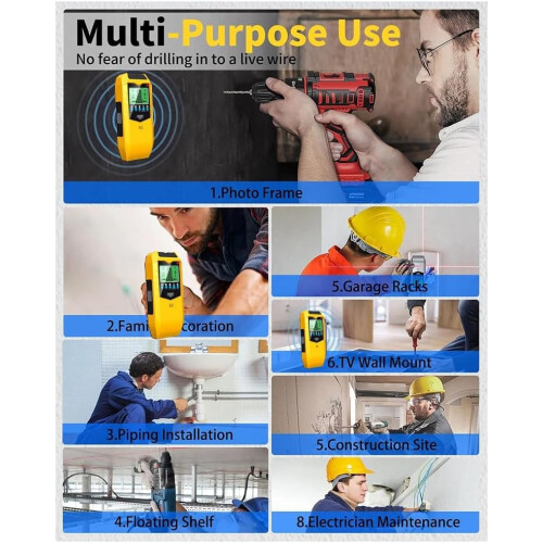 Stud Finder Wall Scanner 5In1 Upgraded Accuracy LCD Display, Wood  Metal Stud Detector, Beam Sensor 1