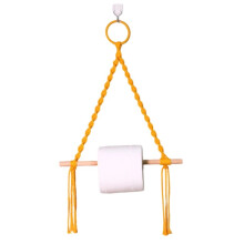 Hand-Knotted Paper Towel Holder, Bohemian Macrame Styles With Wooden Pendant For Coastal Cloakroom Decoration, Space Saving Design, Anti Static 1 Pcs