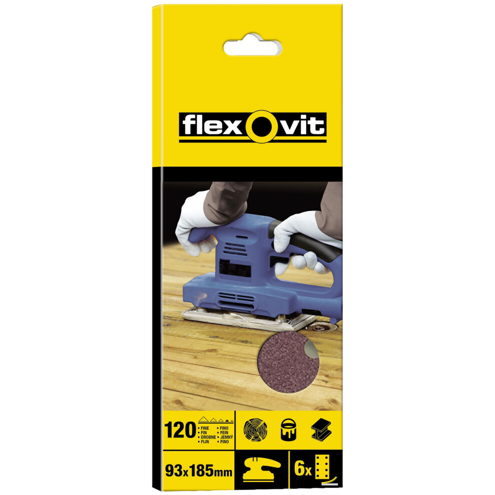Flexovit 63642526336 1/3 Sanding Sheets 93 X 230Mm Perforated Fine 120G Pack Of 10 3157625530157