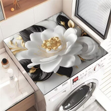 Washer Protector 80x120cm Rose Flower 3D Style Absorbent AntiSlip Washer Dryer Cover Mat White Petals