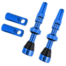 Tubeless Valve Stem 60mm Tubeless Bike Valve Stem Kits with Integrated Valve Core Remover Tool and Valve Stem Caps, blue