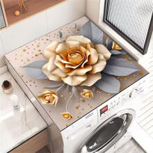 Washer Protector 50x80cm, Rose Flower 3D Style Absorbent Cover Mat, AntiSlip Quick Dry For Washer And Dryer