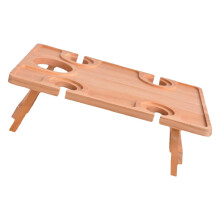 Folded Wood Picnics Tray Table Outdoor Portable Wine Table Small Picnic Table With Glass Holder Foldable Wood Tray