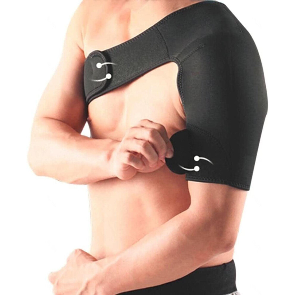 Adjustable Shoulder Support Brace for Injury Recovery with Breathable Sports Guard Left Shoulder Black