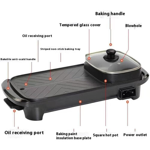 2in1 NonStick Electric Griddle, Fast Heating Frying Pan, Temperature Control 2