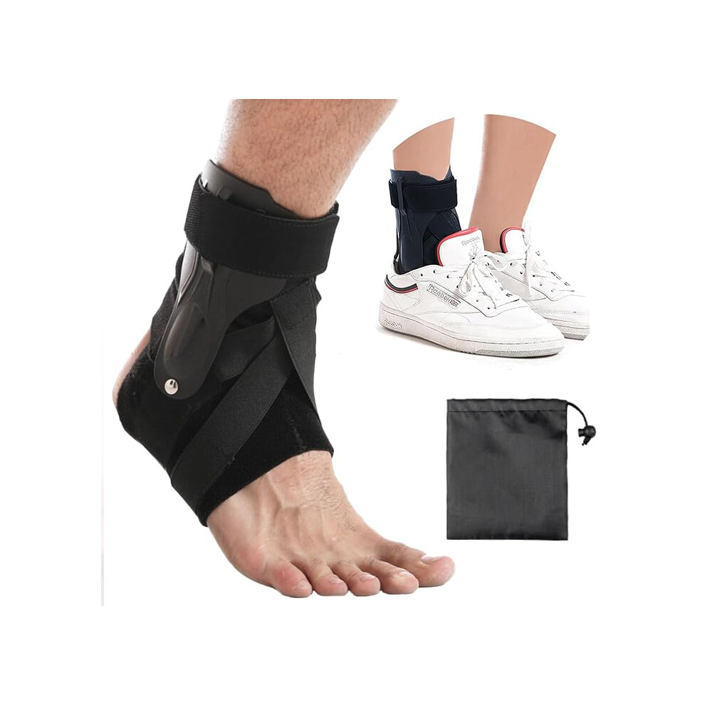 Ankle Brace with Side Stabilizers and Cross Support Belt, Ankle Brace Protection for Sports Injuries, Recovery from Ankle Sprains, Arthritis (L)