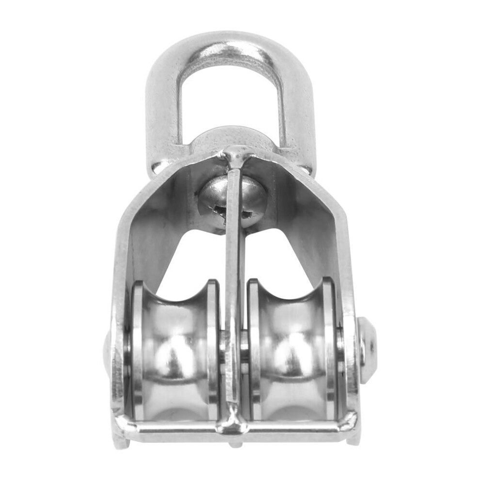 2Pcs 304 Stainless Steel M20 Fixed Pulley Double Wheel Lifting Sheave For Lifting And Lifting Workplace Construction Site 9412369335104