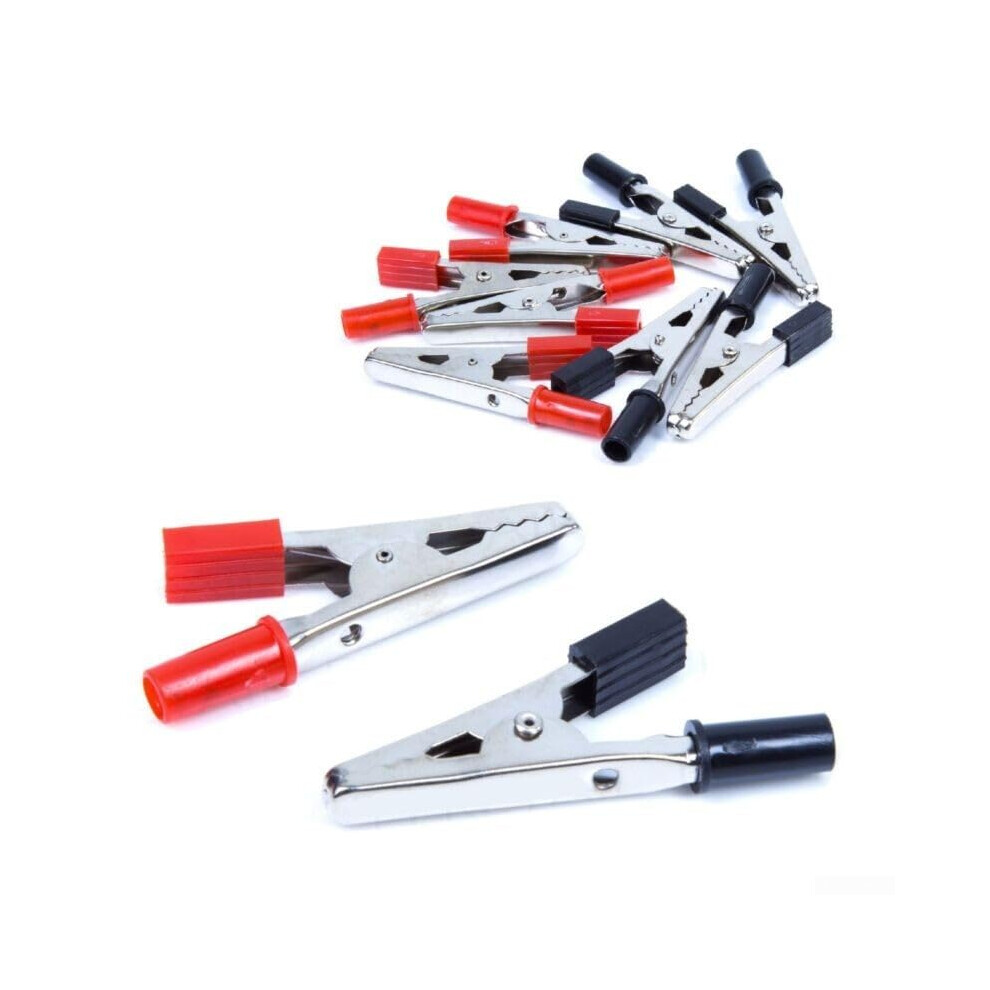 10Piece Set Of Insulated Electrical Alligator Clips For Battery Terminals Black/Red 9412369335210