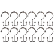 Elegant Shower Curtain Hooks, Set Of 12 Smooth Gliding Rings For Bathroom Curtain Rods, Stainless Steel