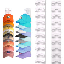 Pack of 2 SelfAdhesive Cap Holders for 20 Hats, No Drilling (White)